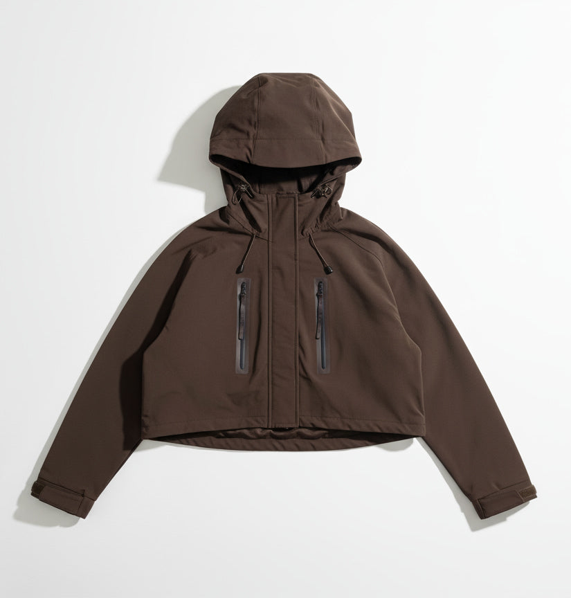 Brown hooded jacket on a white background