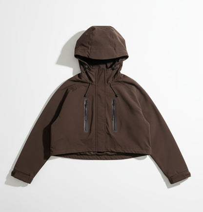 Brown hooded jacket on a white background