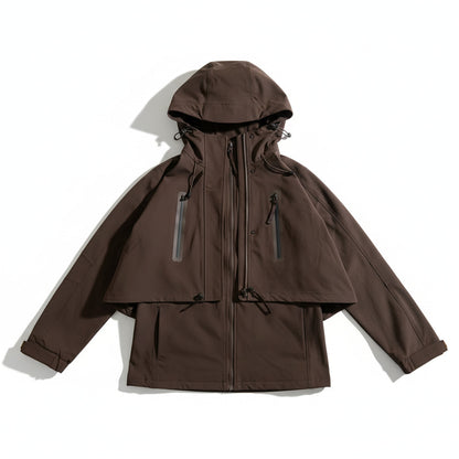 Brown jacket with a hood on a white background